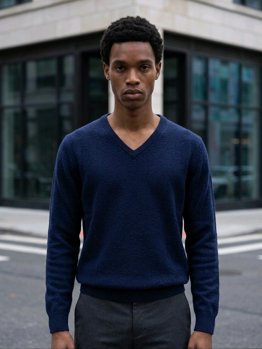 Redwood & Ross Men's V-Neck Sweater  Navy Blue Scottish 100% Wool Size Medium